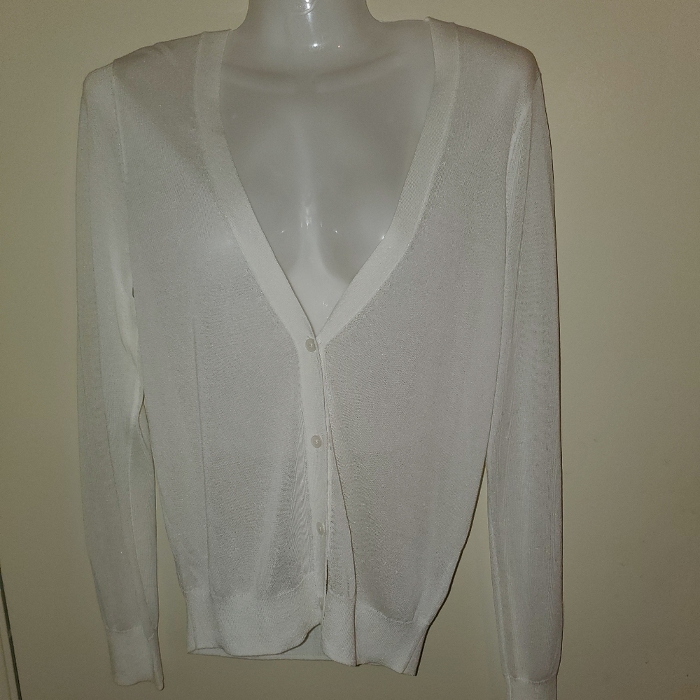 Women's White Cardigan Sweater